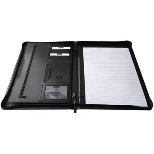 A4 Ascot Leather Zip Around Executive Folio Open Flat